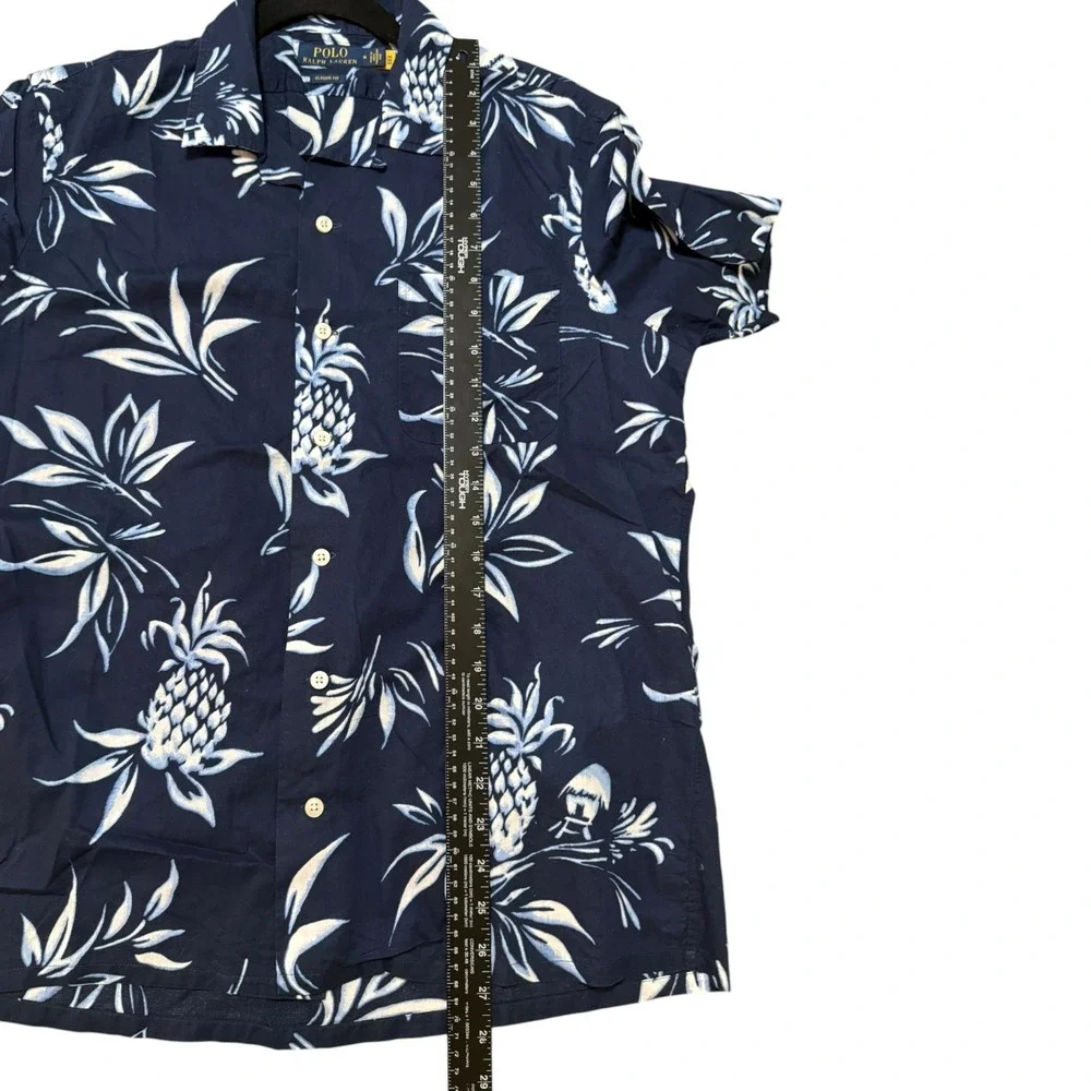 Polo Ralph Lauren Classic Fit Pineapple Camp Shirt Navy Hawaiian Mens Sz M